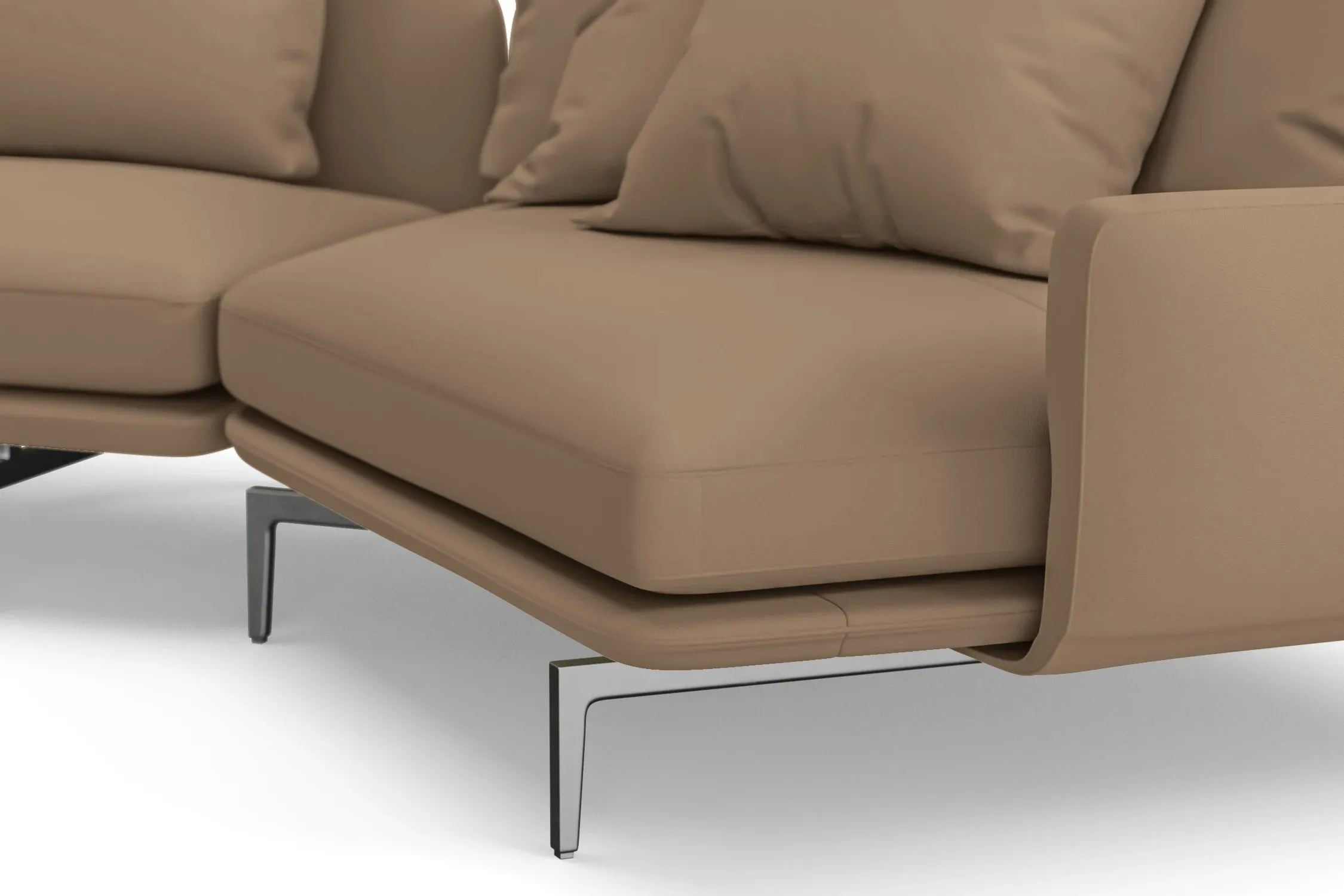 Legnano 5 Seater Right Hand Facing Chaise Lounge Corner Sofa Stone Leather