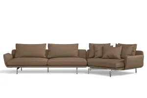 Legnano 5 Seater Right Hand Facing Chaise Lounge Corner Sofa Stone Leather