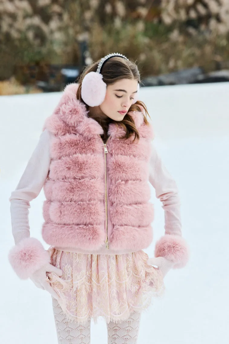 LoveShackFancy x MAX&MOI Adalia Wool-Cashmere Faux Fur Gloves