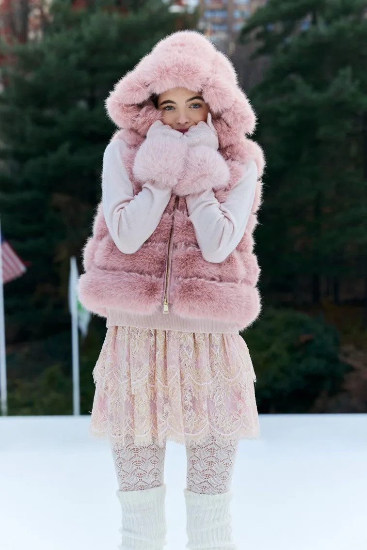 LoveShackFancy x MAX&MOI Adalia Wool-Cashmere Faux Fur Gloves