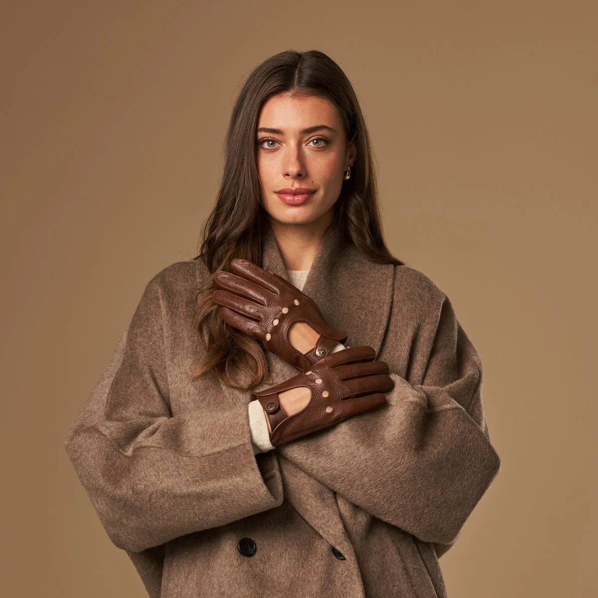 Marley (brown) – luxurious driving gloves made of American deerskin leather