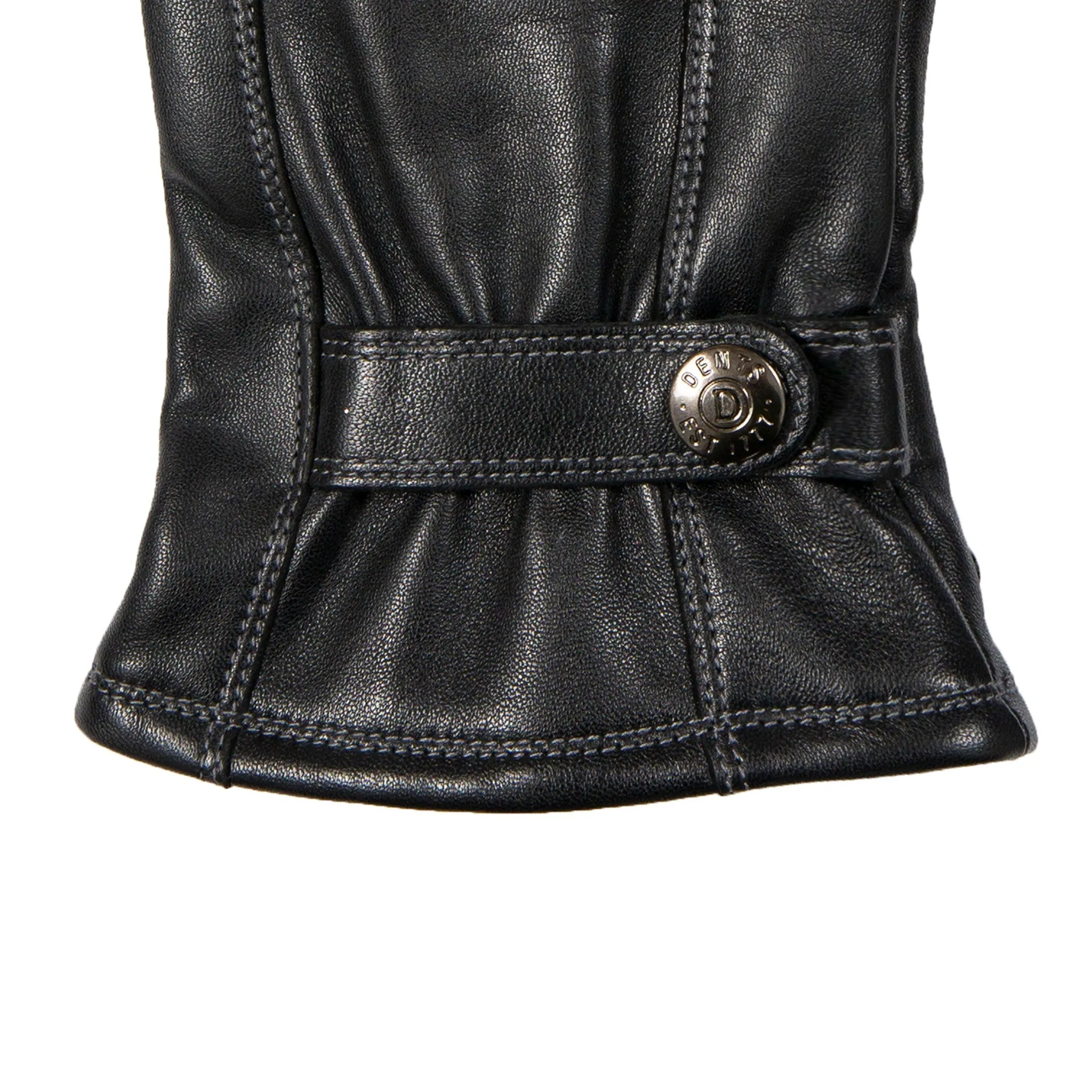 Men’s Touchscreen Lined Leather Gloves with Contrast Stitching