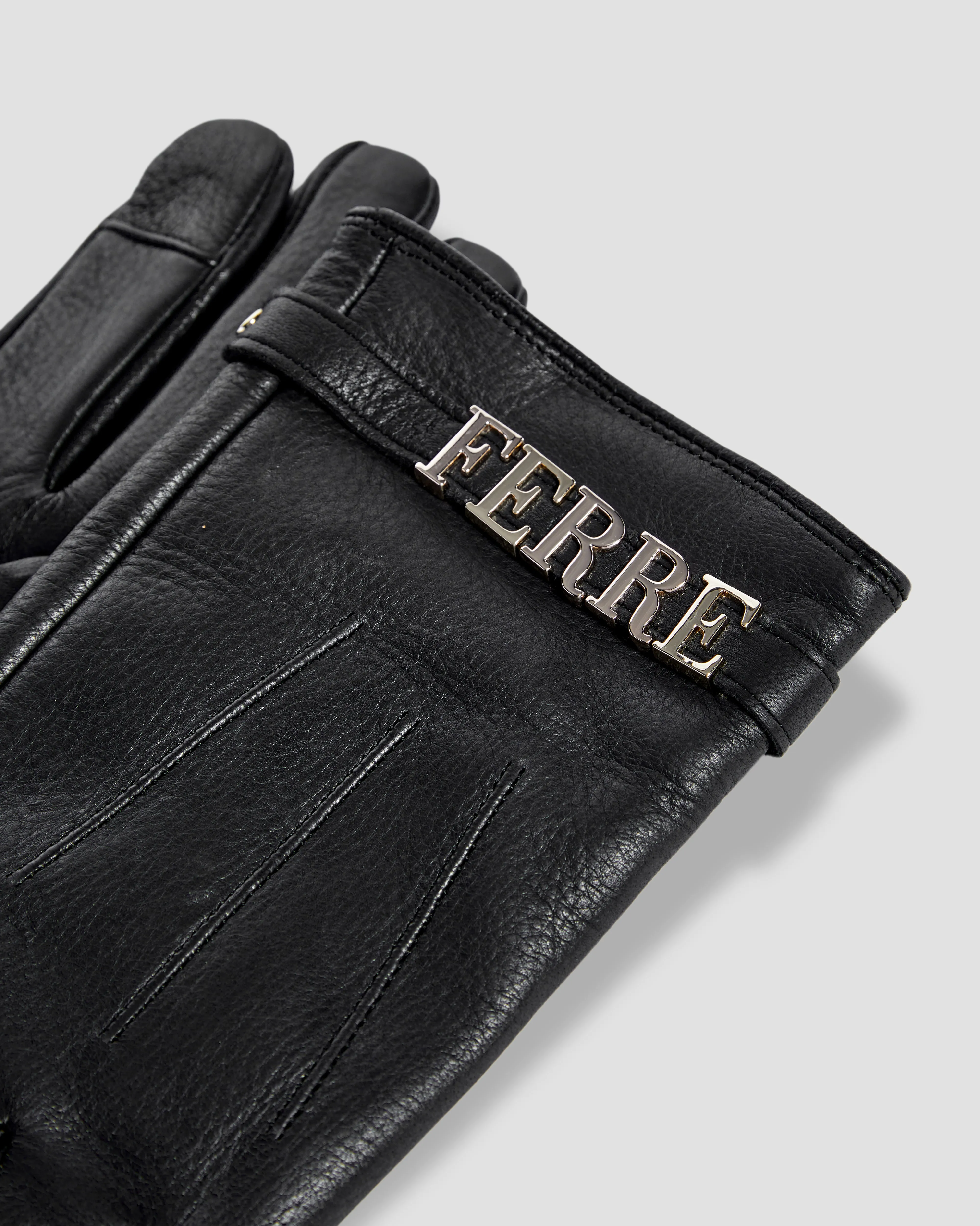 Metal Brand Embellished Gloves