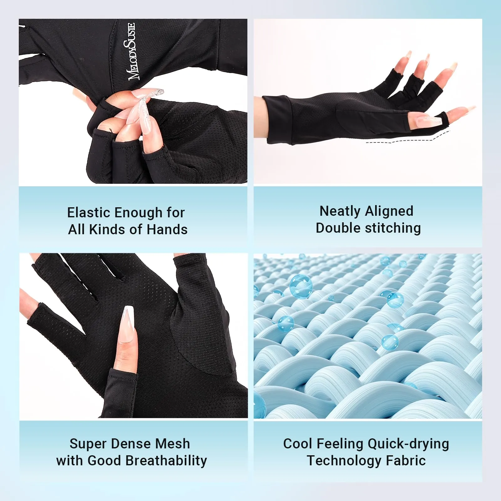 Premium UV Shield Manicure Gloves - Black