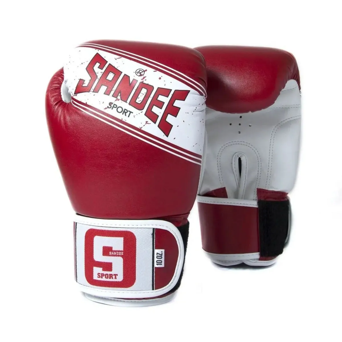 Sandee Sport Hook and Loop Fastening 2 Tone Boxing Gloves White/Red
