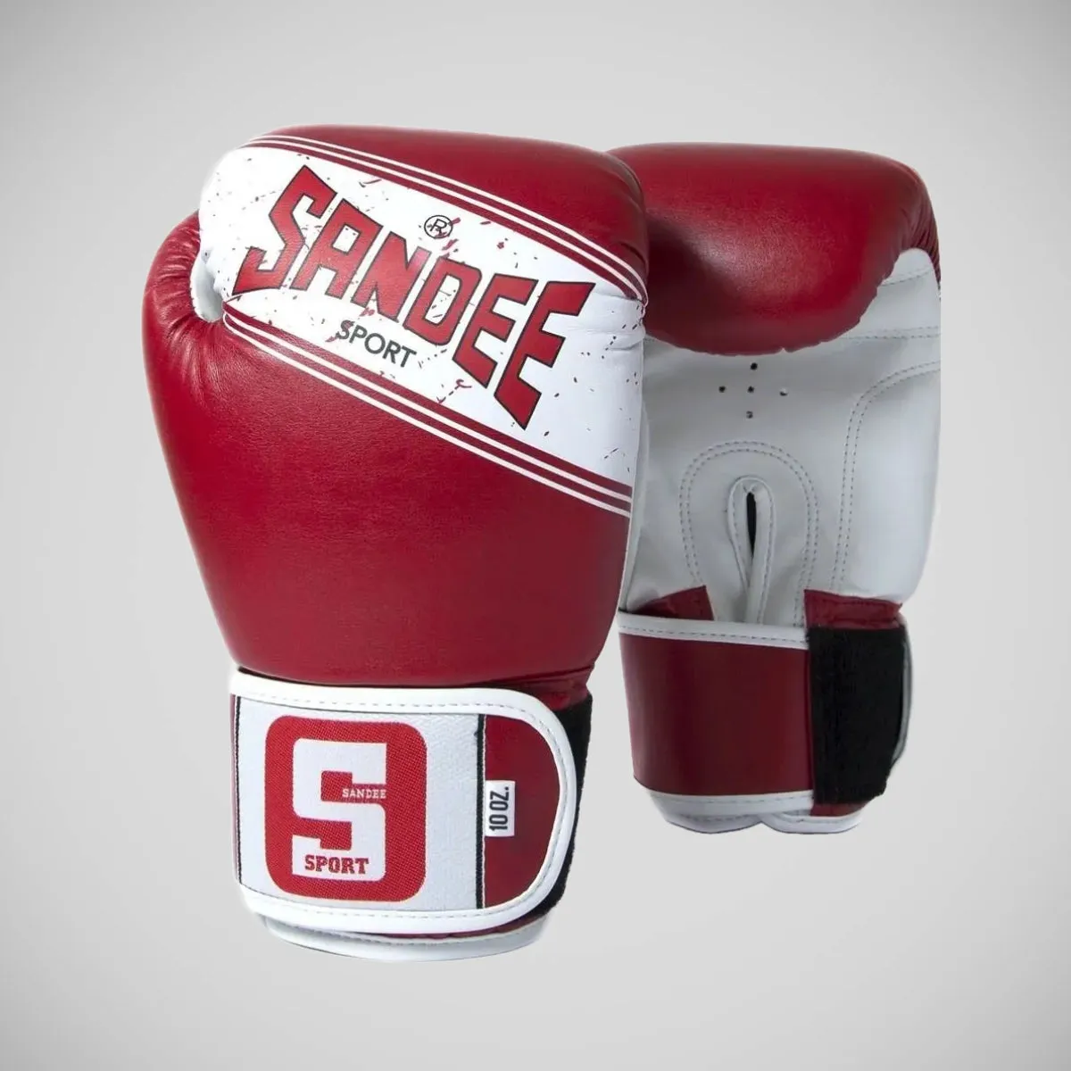 Sandee Sport Hook and Loop Fastening 2 Tone Boxing Gloves White/Red