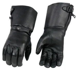 SH857 Men's Gauntlet Motorcycle Hand Gloves- Deerskin Long Cuff with Snap Closure Thermal Lined-SH857