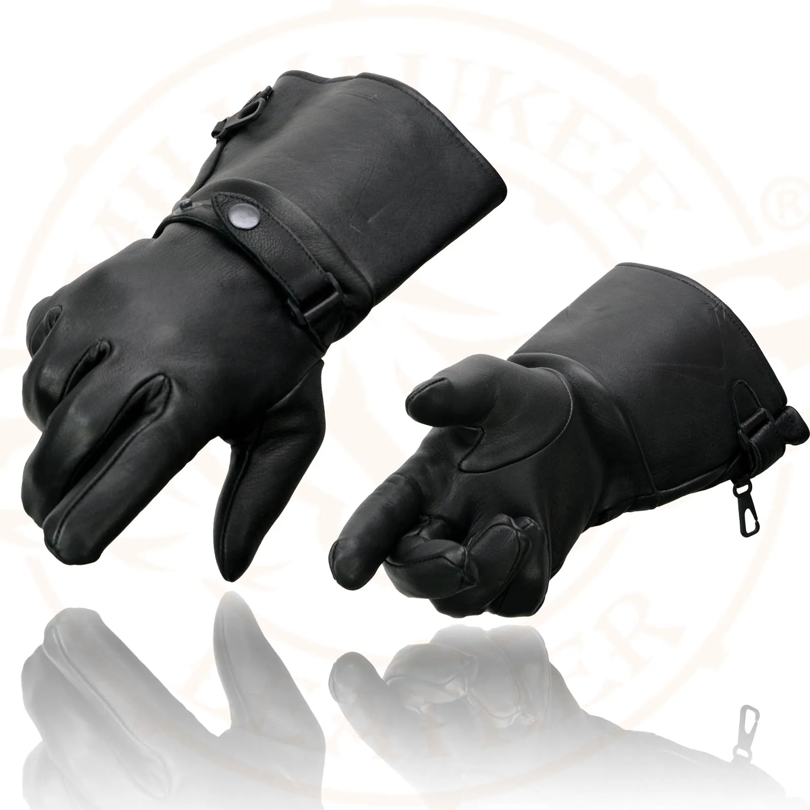 SH857 Men's Gauntlet Motorcycle Hand Gloves- Deerskin Long Cuff with Snap Closure Thermal Lined-SH857