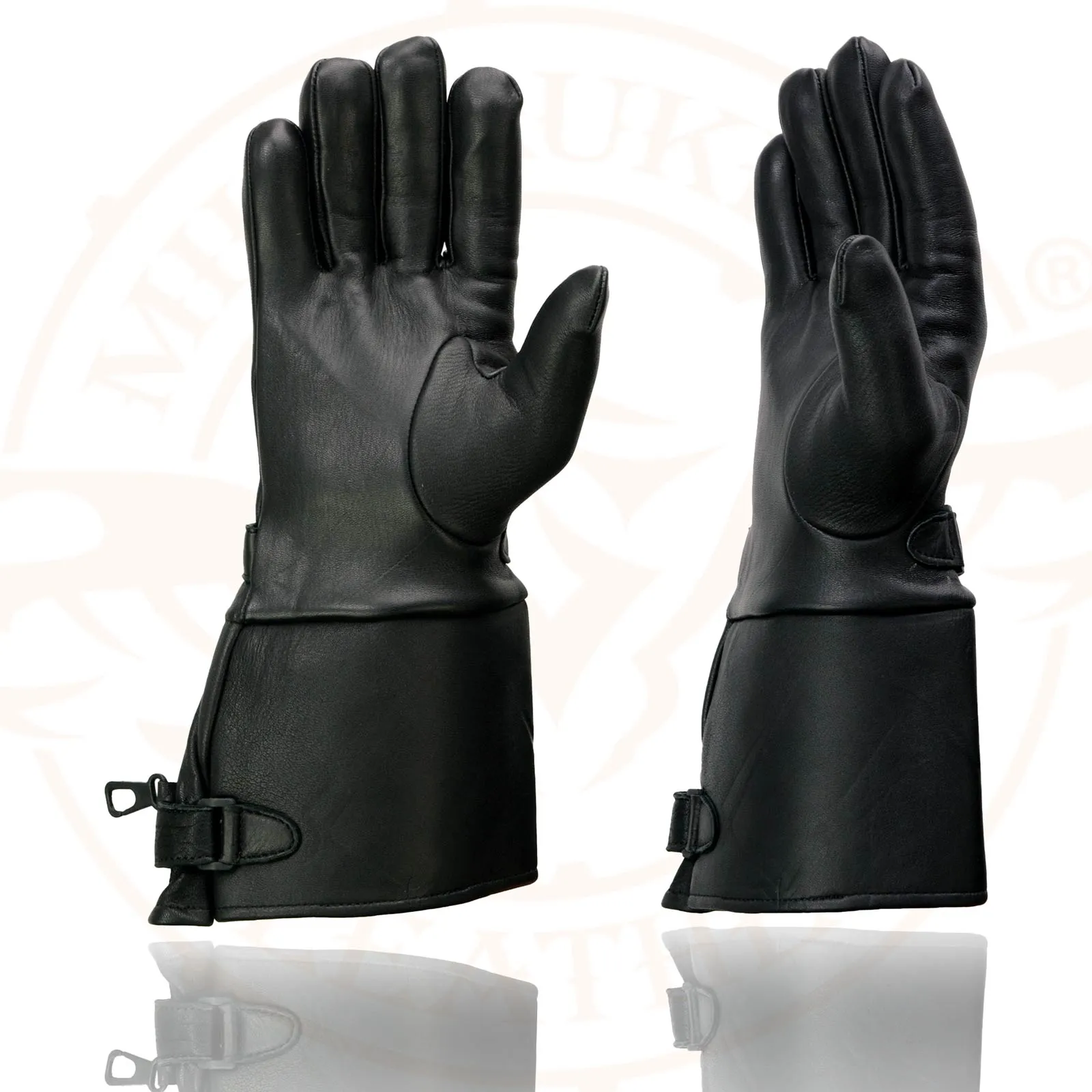 SH857 Men's Gauntlet Motorcycle Hand Gloves- Deerskin Long Cuff with Snap Closure Thermal Lined-SH857