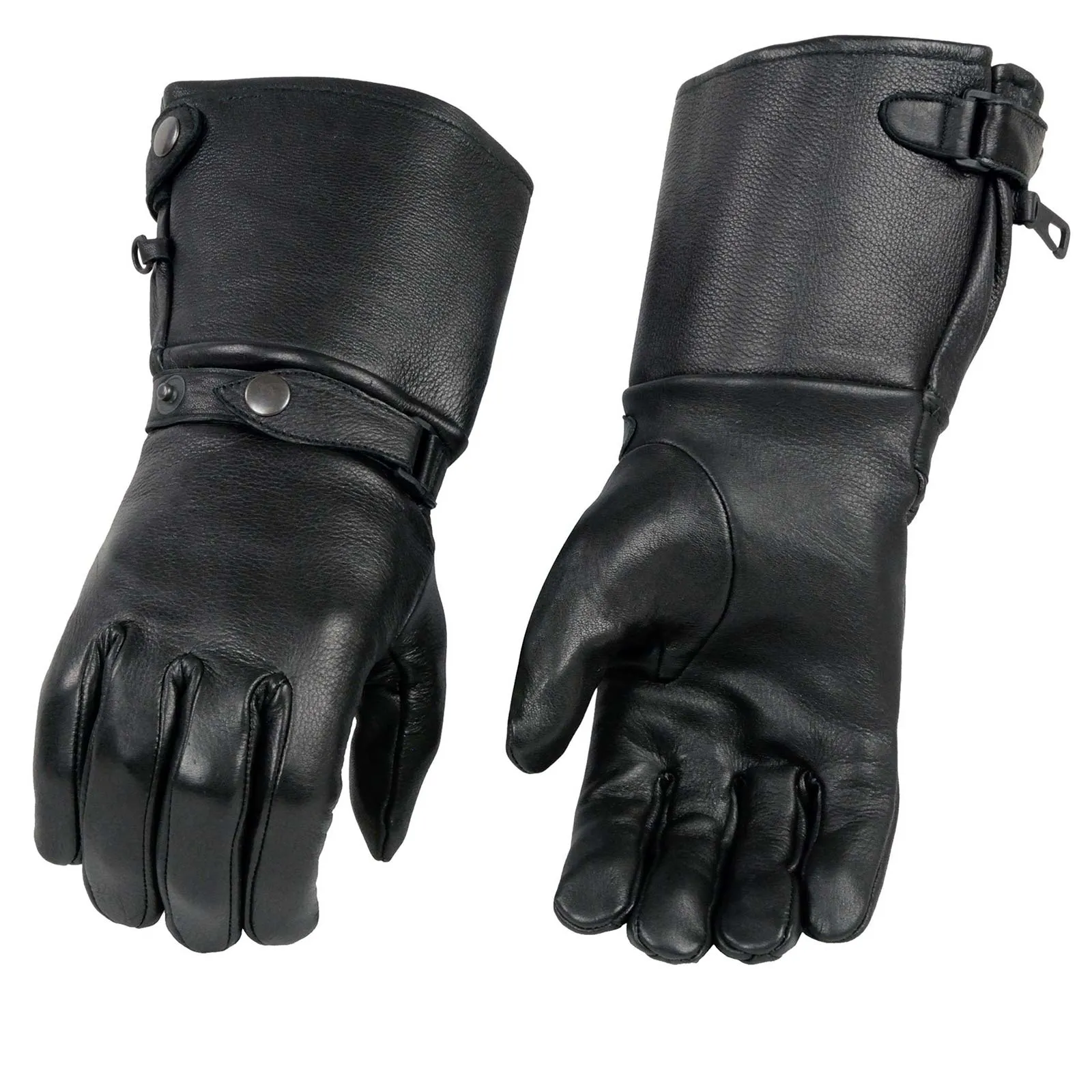 SH857 Men's Gauntlet Motorcycle Hand Gloves- Deerskin Long Cuff with Snap Closure Thermal Lined-SH857