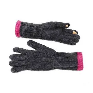 Tegan Texting Wool Gloves in Charcoal/Hot Pink WorldFinds