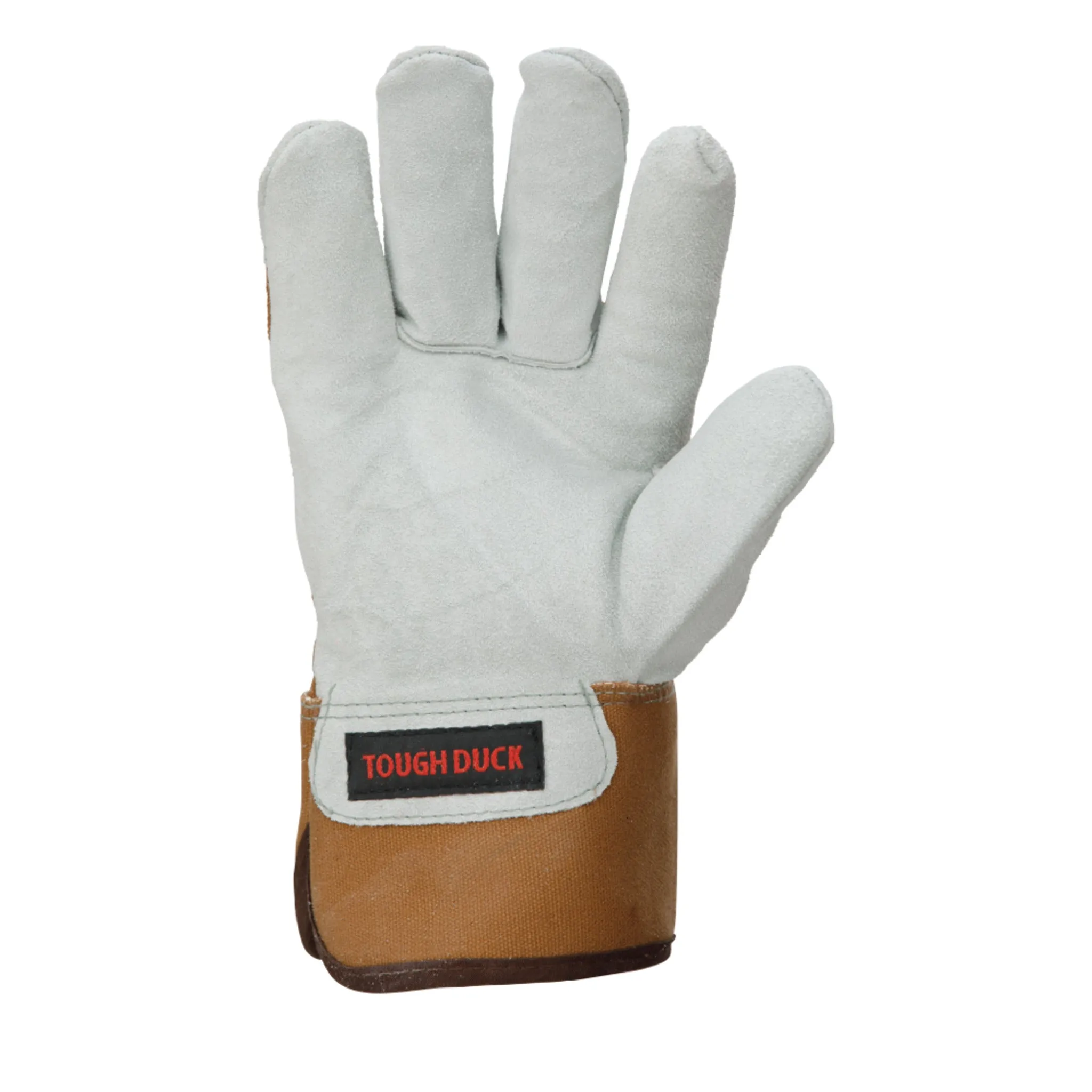 Tough Duck Winter Work Gloves, 100G Thinsulate, Split Leather, Rubberized Safety Cuff, Cotton Duck, All-Season Protection, Leather Knuckle Straps | Sizes M-2XL