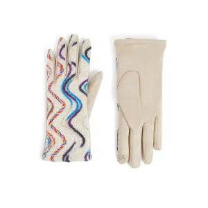 Wavy Felt Touchscreen Gloves - Brown Multi - Final Sale