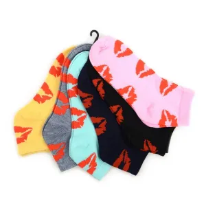 Women's Kisses Low Cut Socks - 6 Pack Assorted Colors