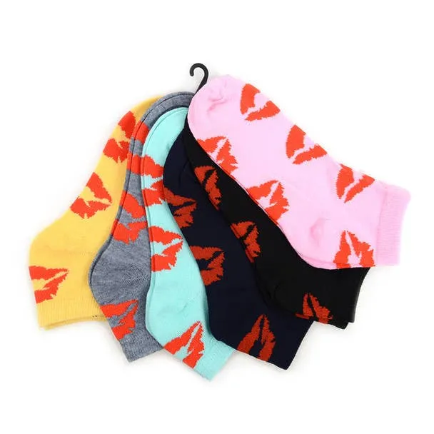 Women's Kisses Low Cut Socks - 6 Pack Assorted Colors