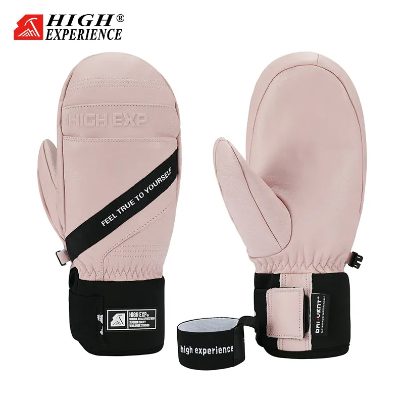 Womens Unisex High Experience Volta Leather Snow Mittens Ski Gloves