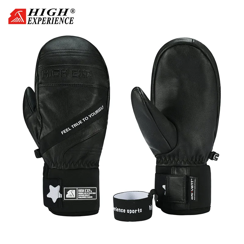 Womens Unisex High Experience Volta Leather Snow Mittens Ski Gloves