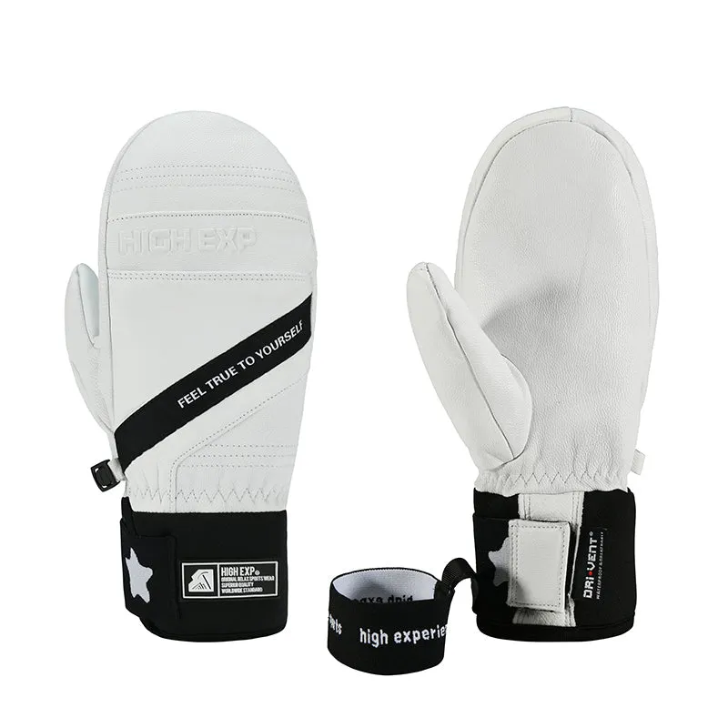 Womens Unisex High Experience Volta Leather Snow Mittens Ski Gloves